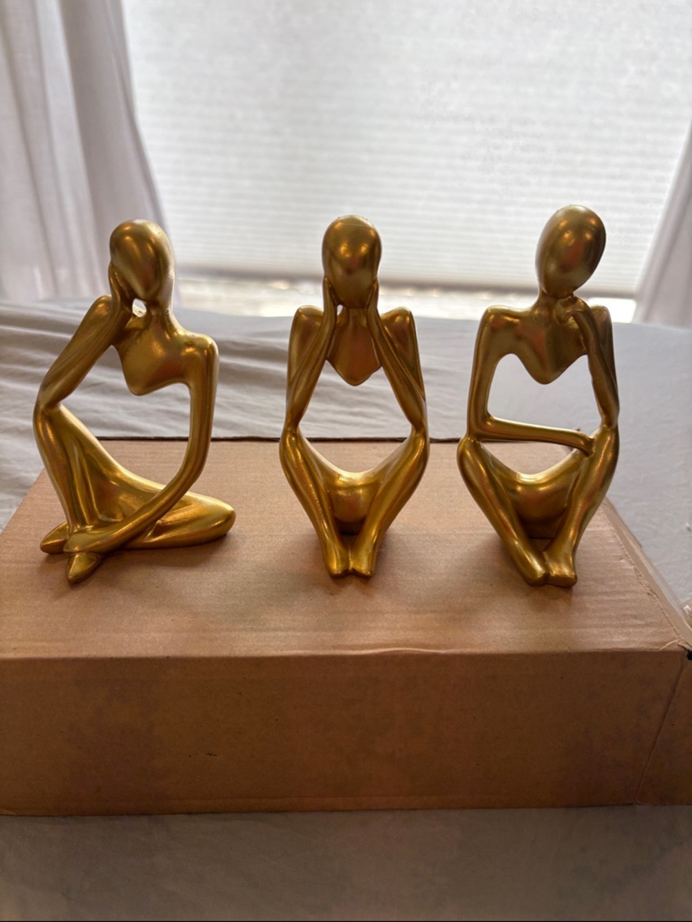 Set of 3 Decorative Gold Figurines